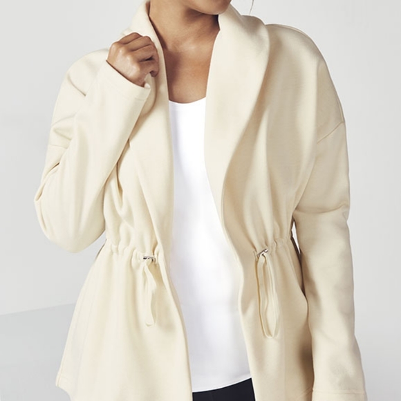 Fabletics Jackets & Blazers - FABLETICS • Sage Cream Open Front Fleece Jacket